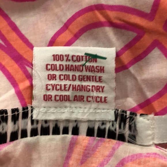 Gretchen Scott cotton tunic blouse beach cover-up size M orange pink geo pattern - Picture 7 of 8